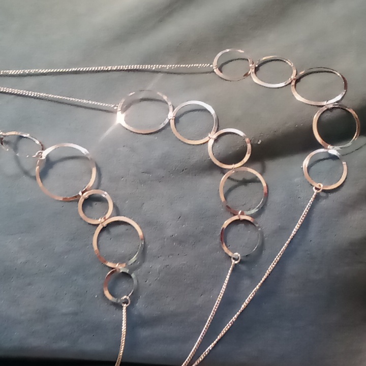 Vintage Layered Circle Link LayeredLong Necklace 28 To 343 Inch Long